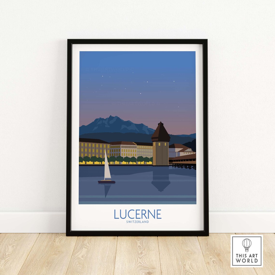 Lucerne Switzerland Travel Poster, Office Wall Art