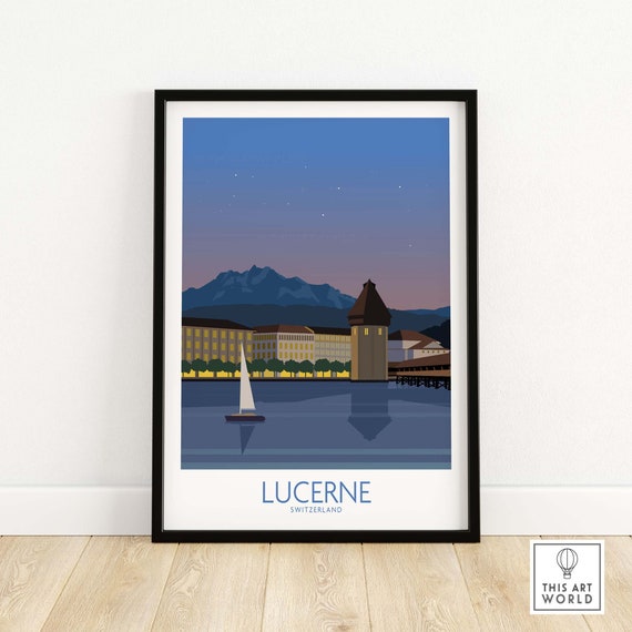 Lucerne Switzerland Travel Poster, Office Wall Art