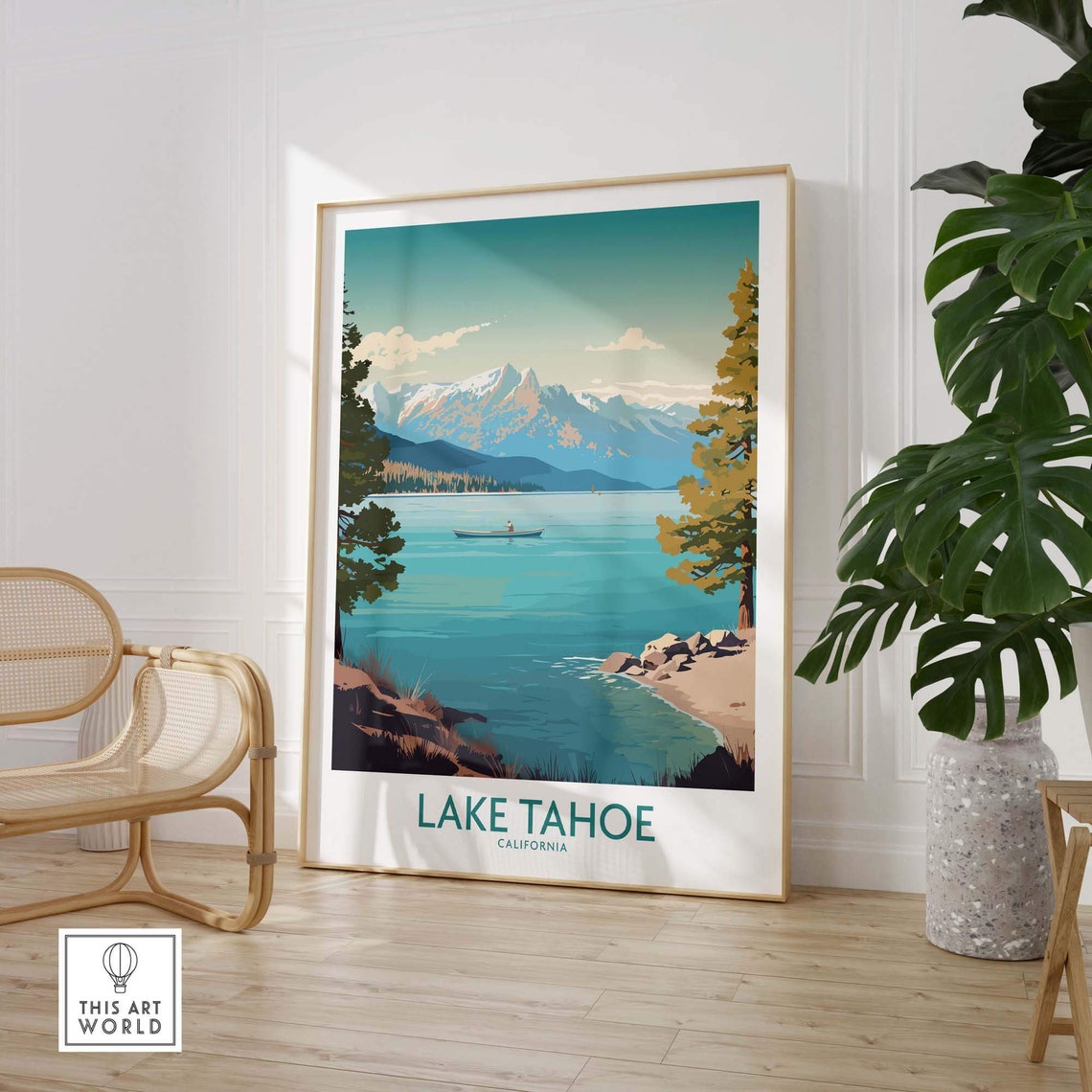 Lake Tahoe Home Dcor Poster Gift Illustration Artwork Wall Art Print - Image 2