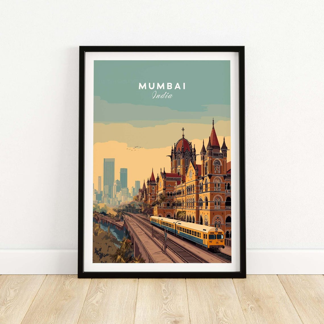 Mumbai Chhatrapati Shivaji Terminus Train Sunset India Poster