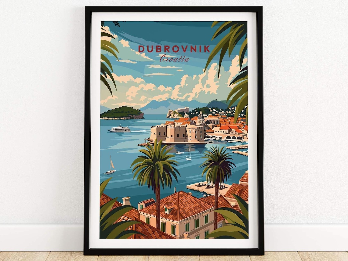 Dubrovnik Travel Poster, Croatia Art Print