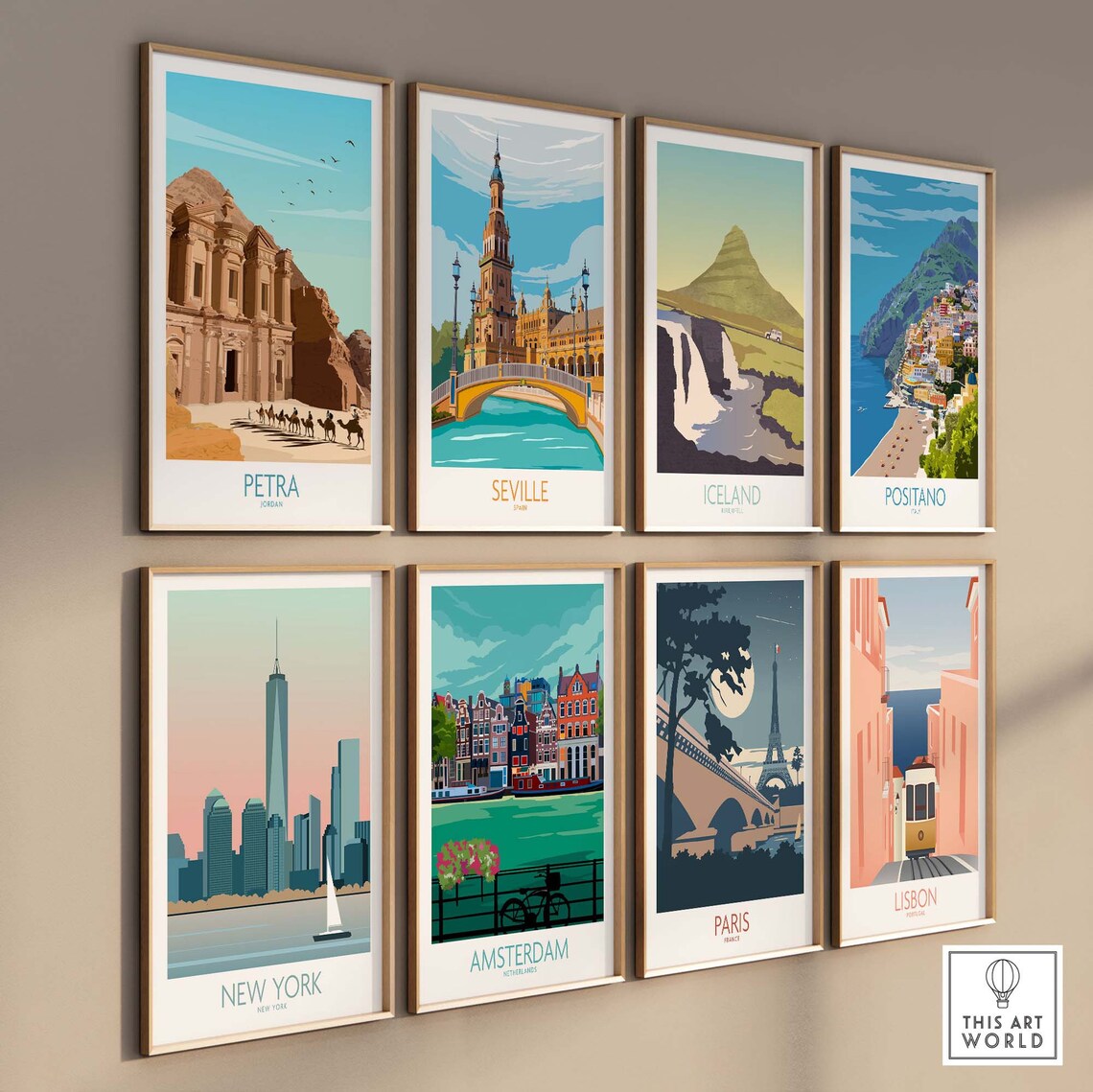 Petra Jordan Monastery Rock Facade Camel Caravan Travel Poster - Image 3