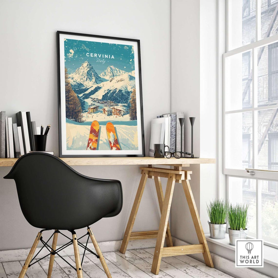 Cervinia Ski Print, Italy Winter Sports Gift - Image 4
