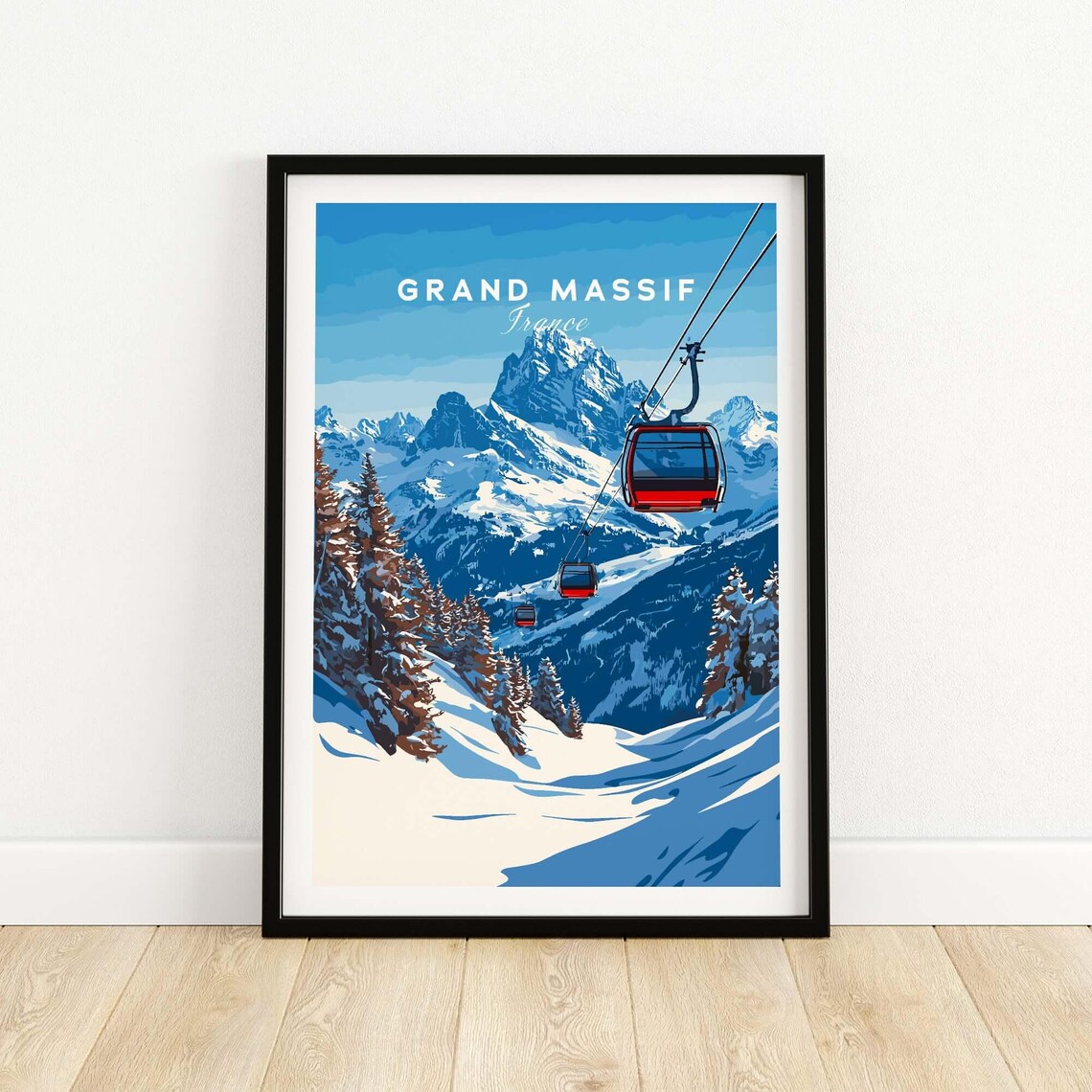 Ski Wall Art Grand Massif Lodge Print Home Decor Room Family Gift France Lovers Poster Winter Sport
