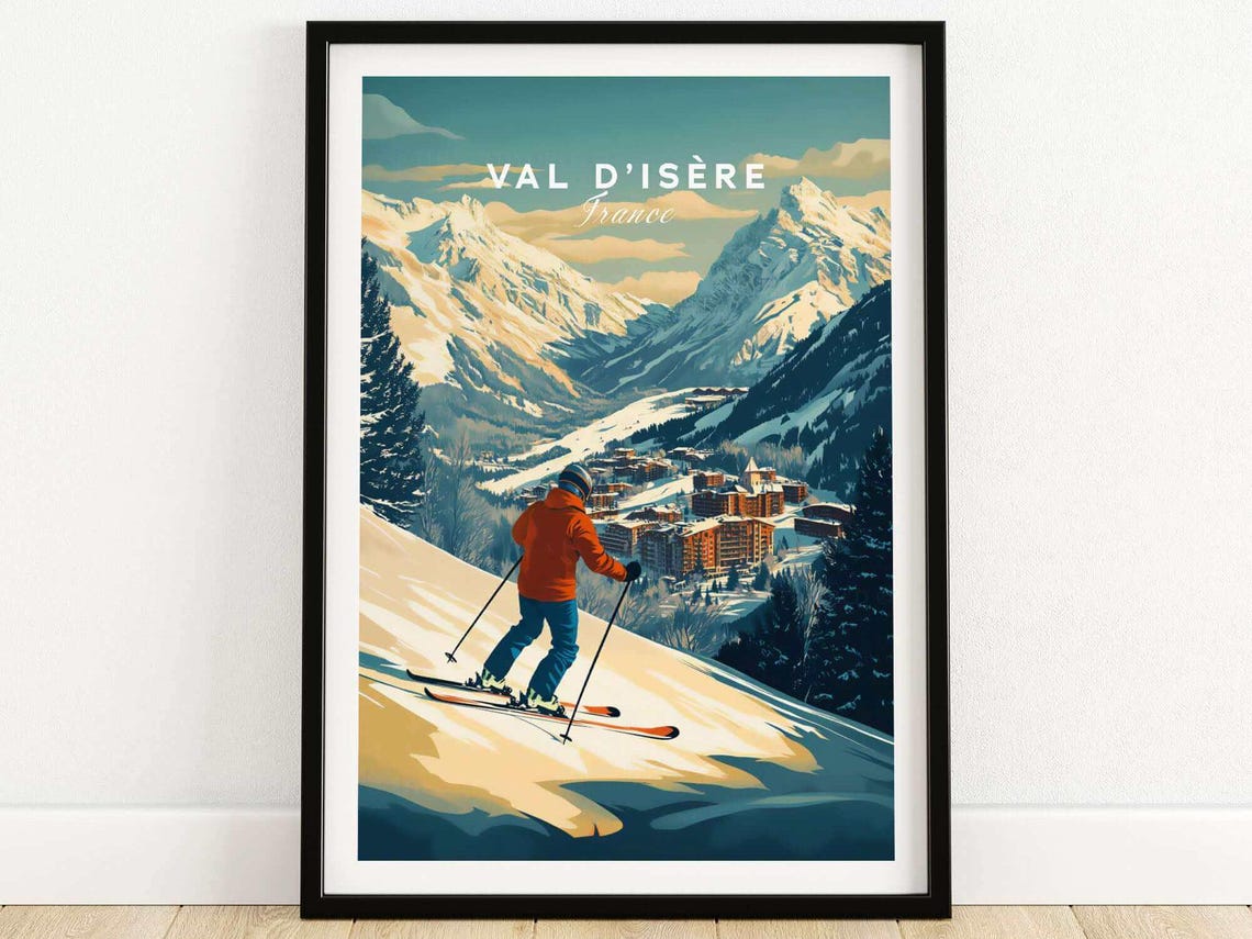 Ski Wall Art Val Disre Ski Lodge Print Home Decor Ski Room Art Family Gift France Gift Art Lovers Ski Art Val Disre Poster Winter Sports