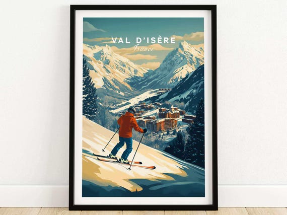 Ski Wall Art Val Disre Ski Lodge Print Home Decor Ski Room Art Family Gift France Gift Art Lovers Ski Art Val Disre Poster Winter Sports