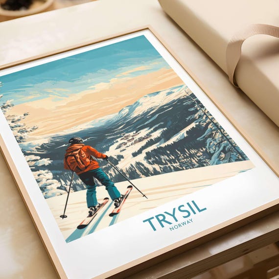 Trysil Ski Lodge Poster, Winter Sports Art