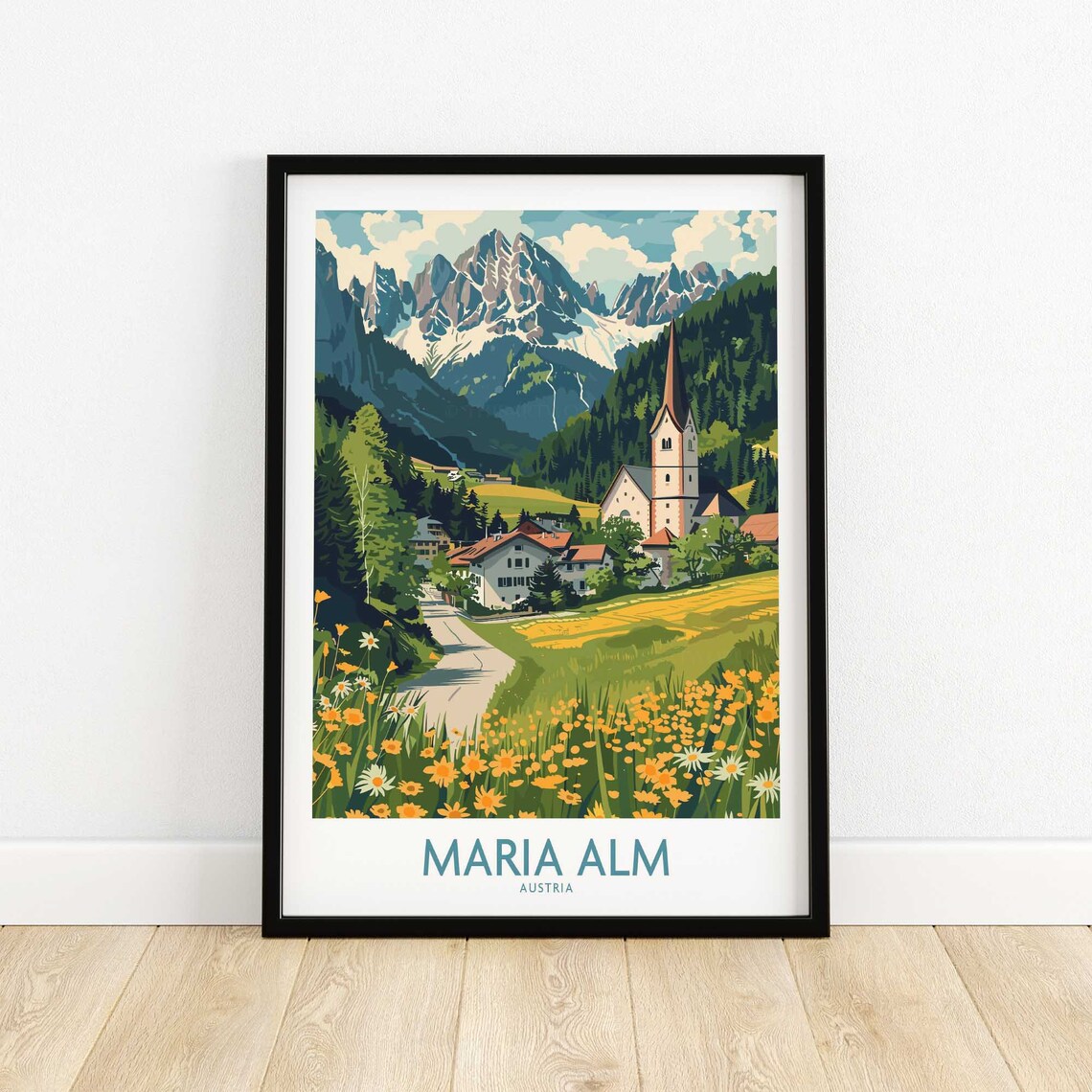 Maria Alm Travel Poster, Place-Inspired Wall Art