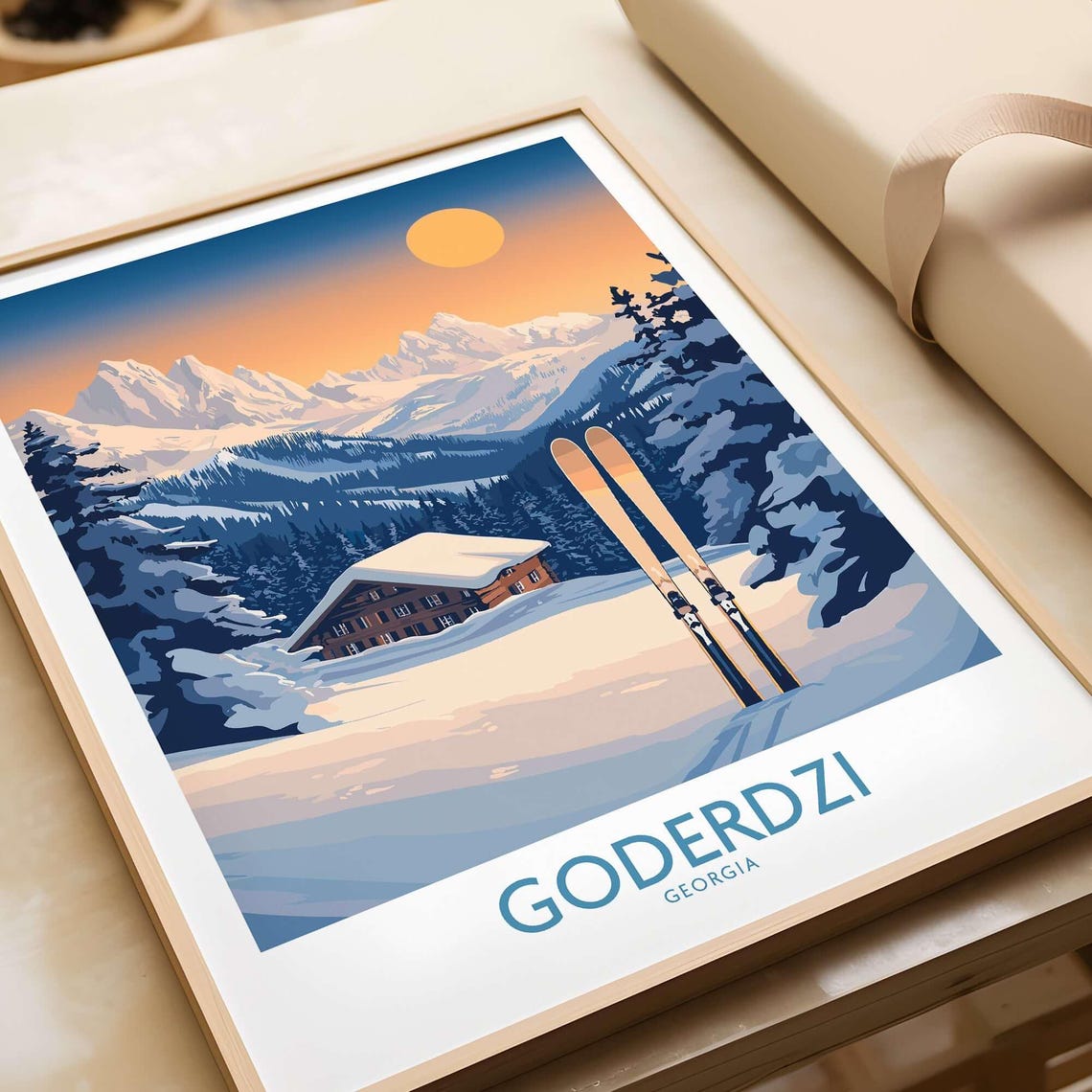 Winter Sports Gift For Skier, Mountain Cabin Decor