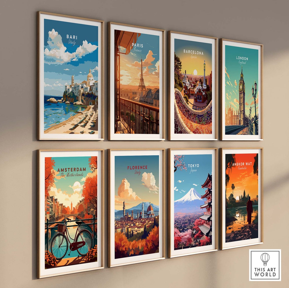 Bari Italy Sandy Beach Old Town Cliff Sun Umbrellas Sea Poster - Image 3