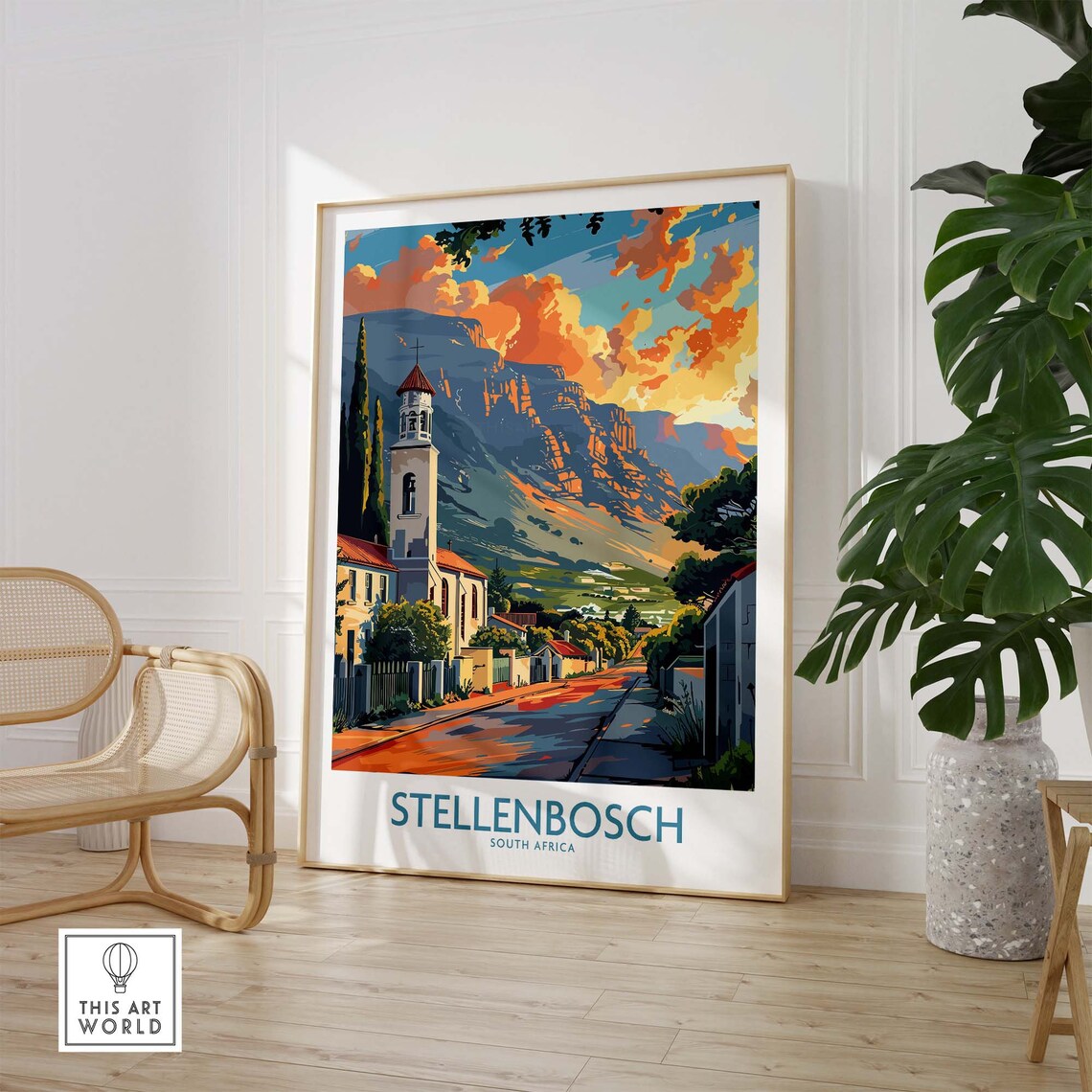 Stellenbosch South Africa Mountain Church Street Golden Hour Poster - Image 3