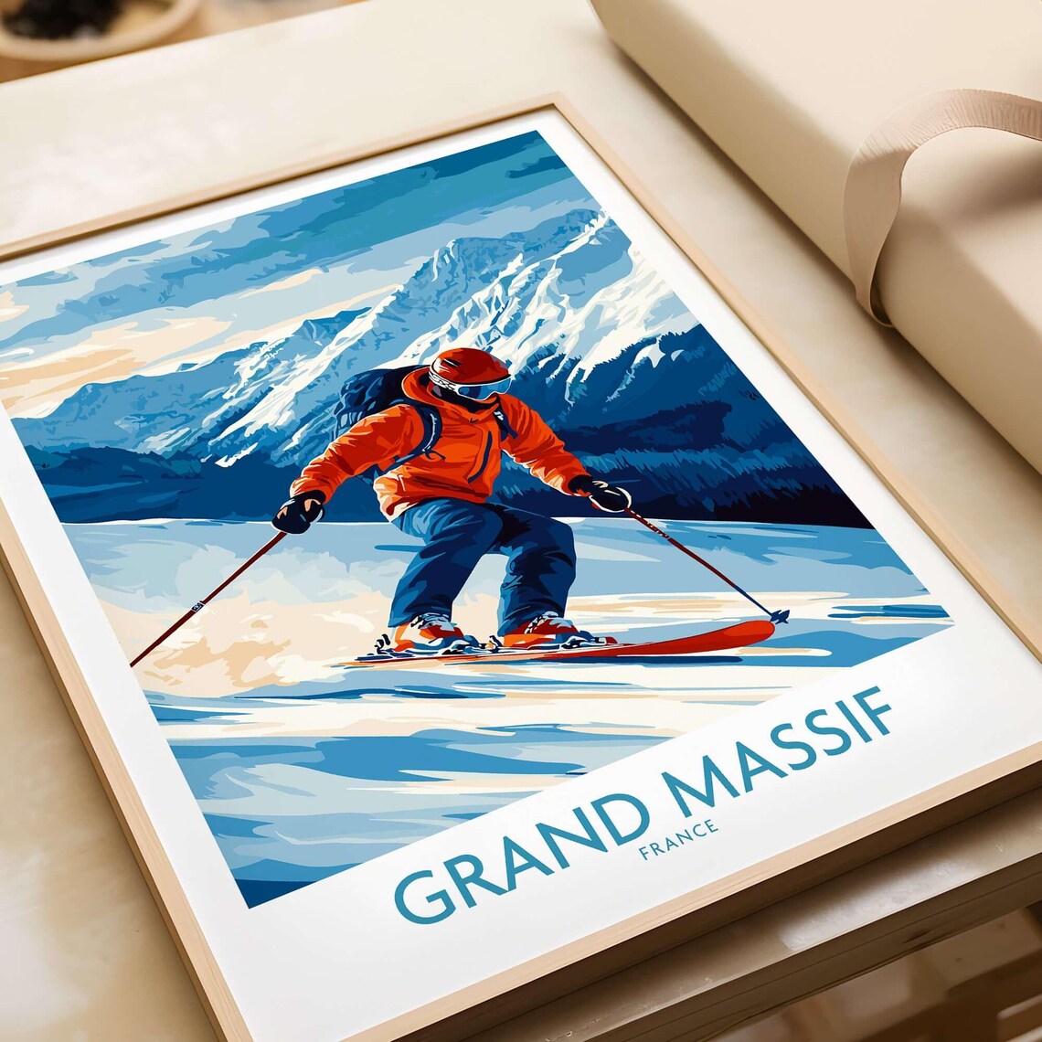 Grand Massif Ski Travel Poster, France Mountain Art