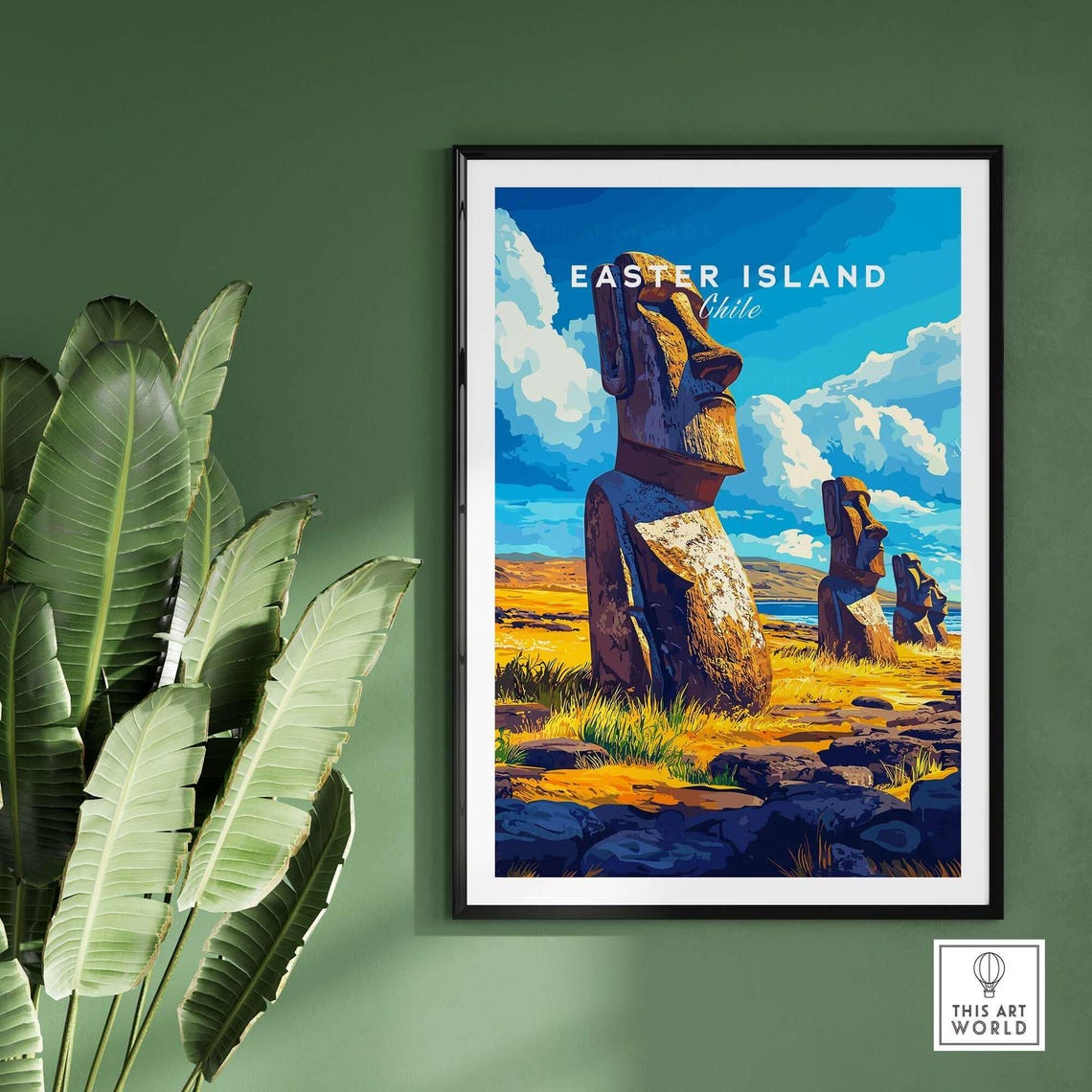Ancient Easter Island Chile Moai Stone Statues Coast Travel Poster - Image 2