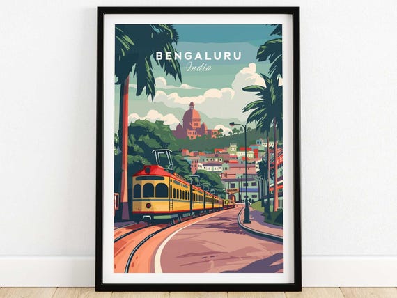 Bengaluru Travel Print Wall Art Poster Home Decor Artwork Gift Illustration Lover