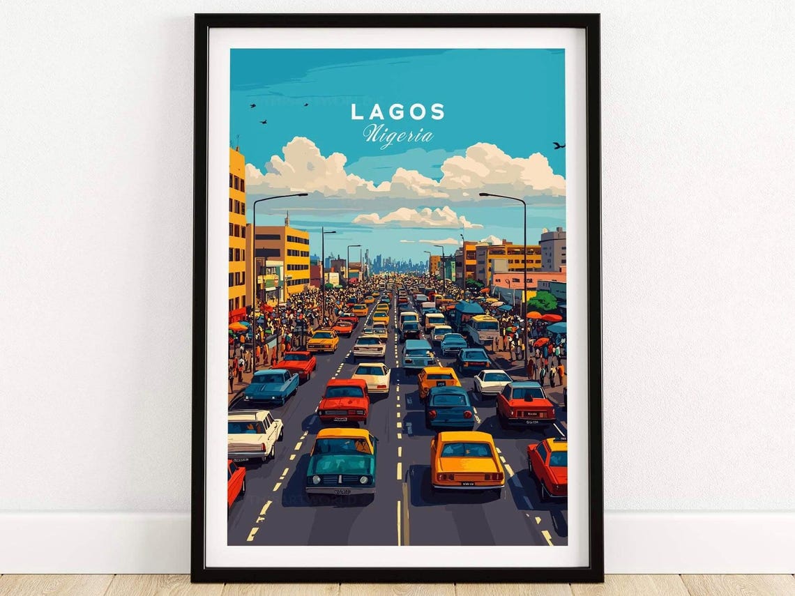 Lagos Travel Poster, Nigeria Illustration