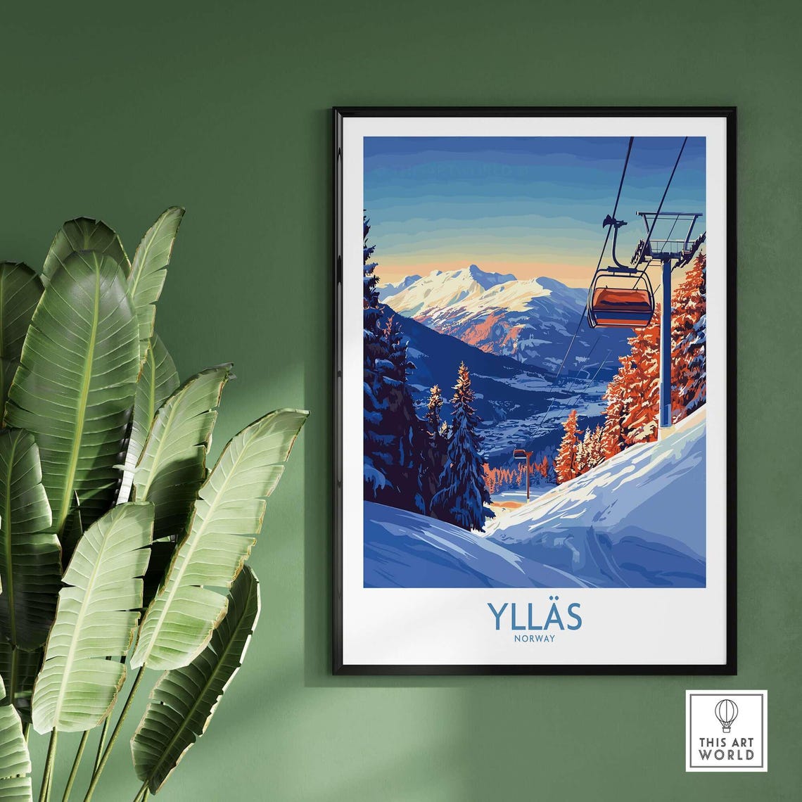Ylls Norway Ski Resort Artwork, Ski Lodge Art Print - Image 2