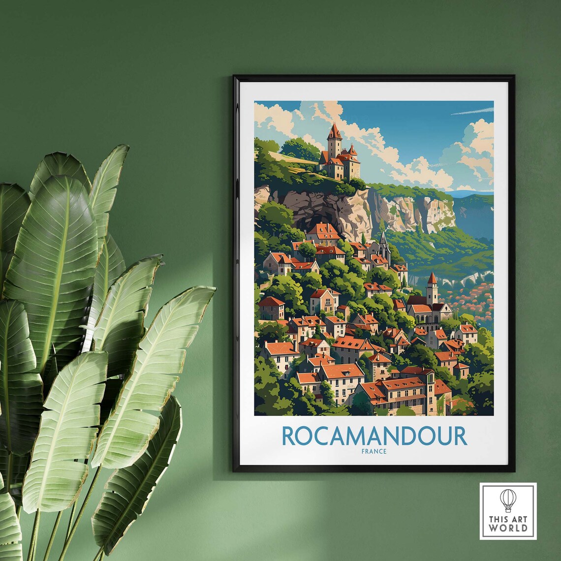 Rocamadour France Cliffside Village Red Roofs Church Tower Poster - Image 2
