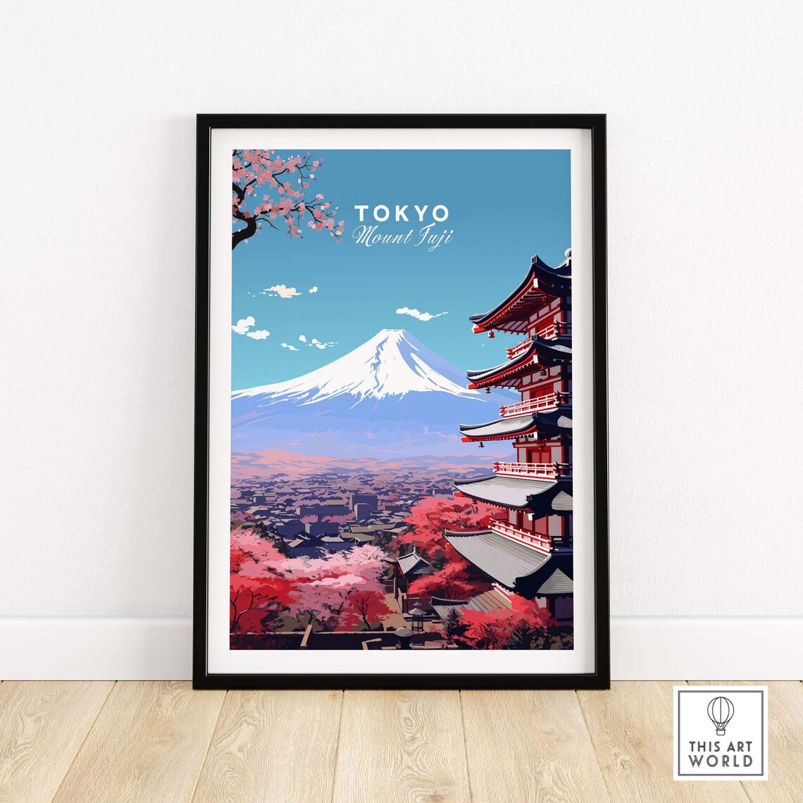 Mount Fuji Travel Poster, Japan Landscape Print