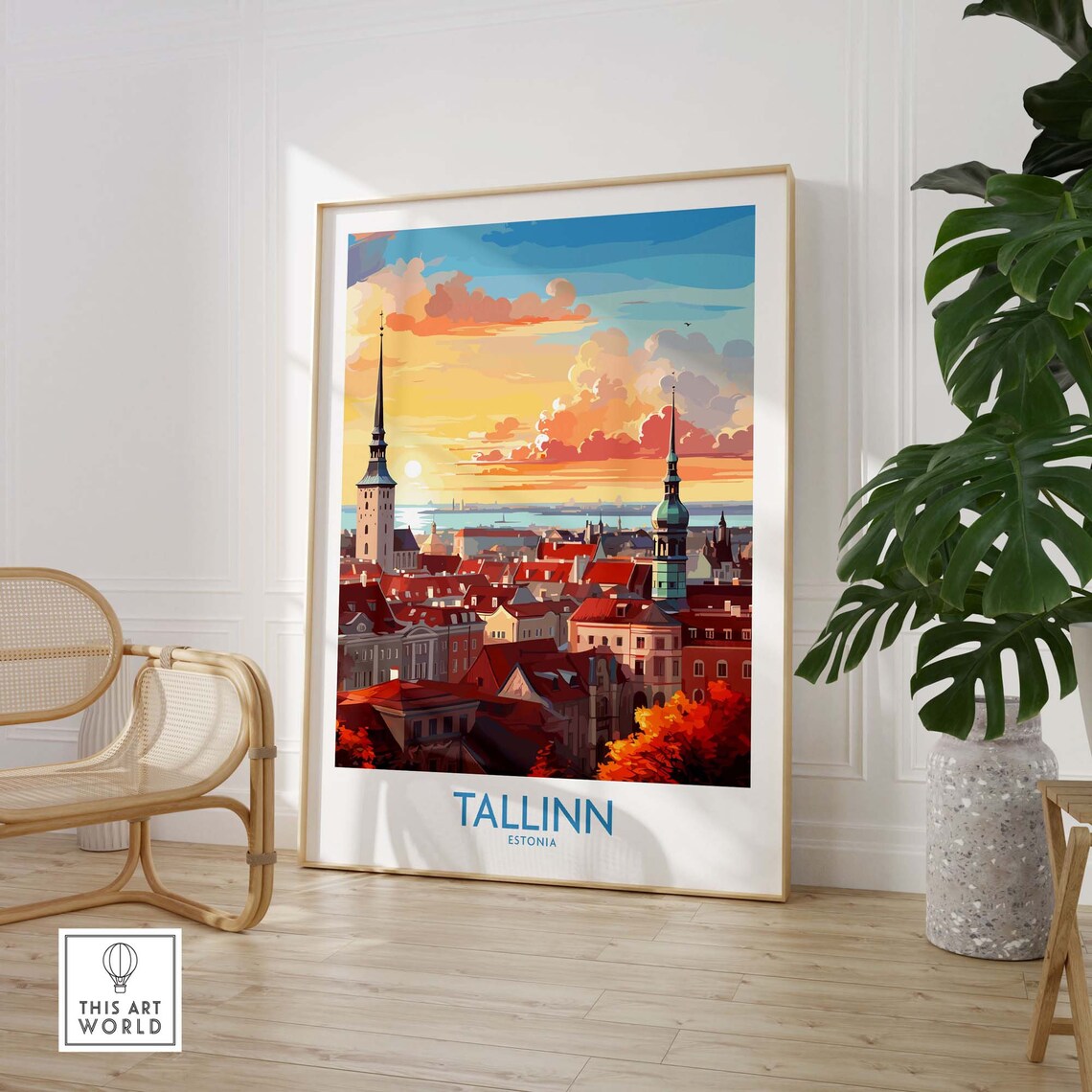 Tallinn Estonia Old Town Sunset Spires Harbor View Travel Poster - Image 3