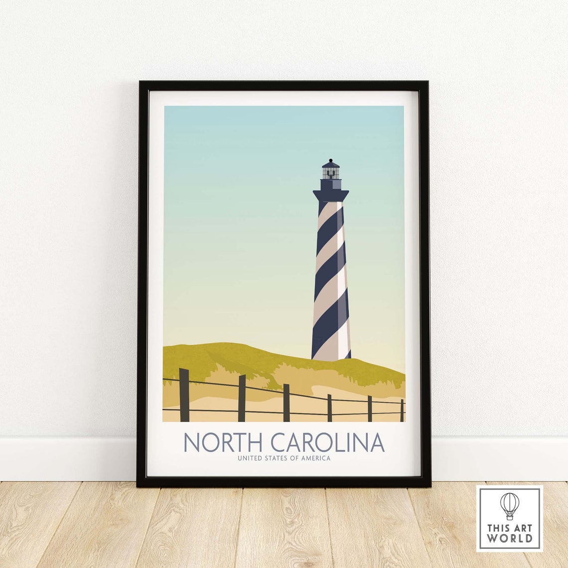 Coastal Retro North Carolina Lighthouse Dunes United States Poster