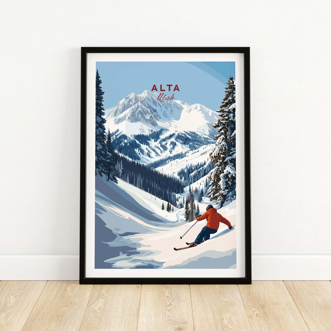 Alta Utah Ski Poster, Vintage Mountain Travel Poster