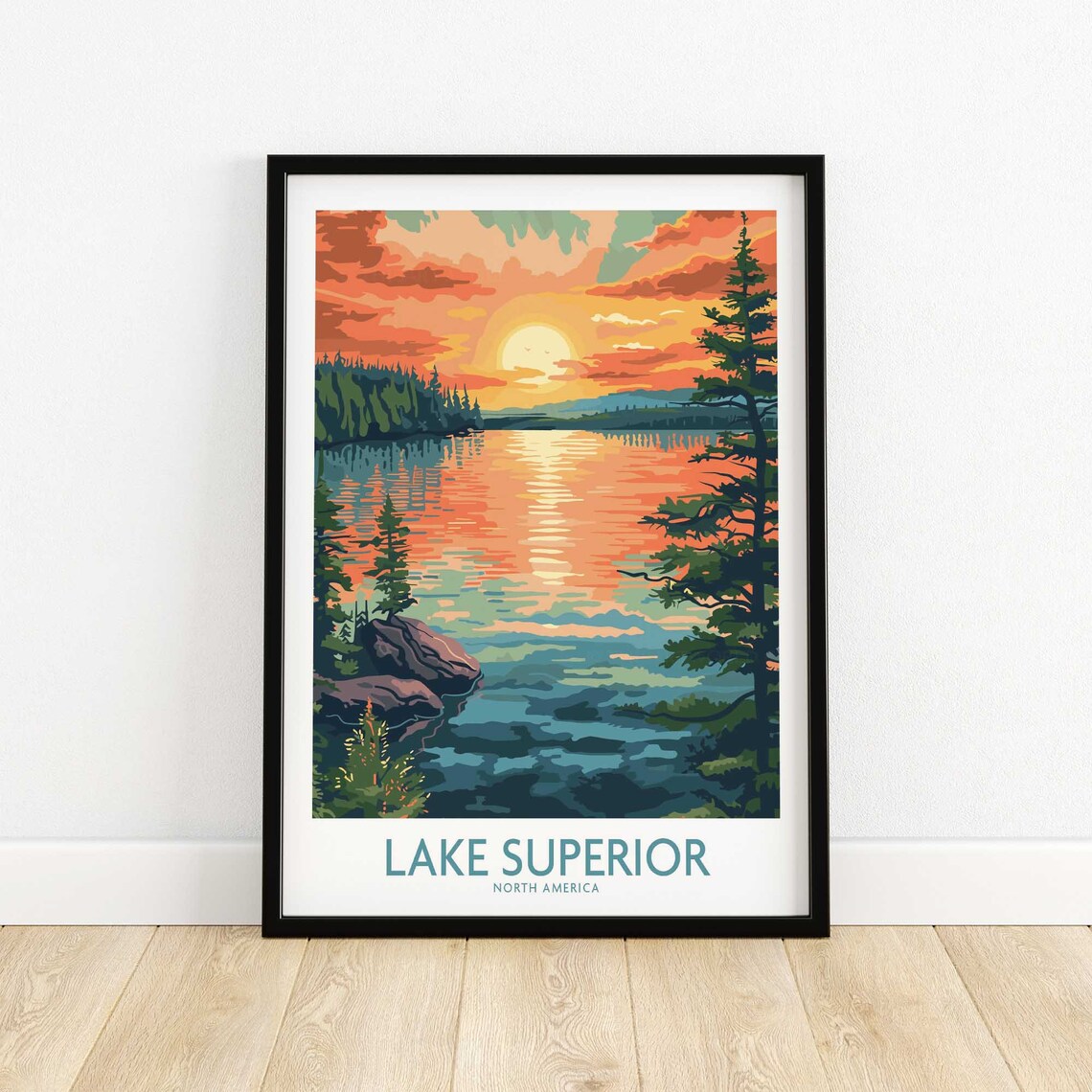 Lake Superior Travel Poster, Home Decor Lover Artwork