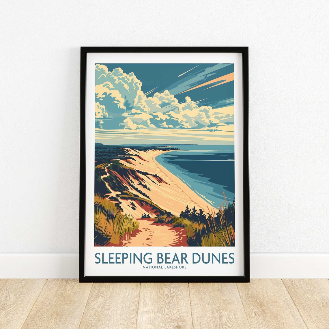 Sleeping Bear Dunes Travel Poster, Scenic Wall Art