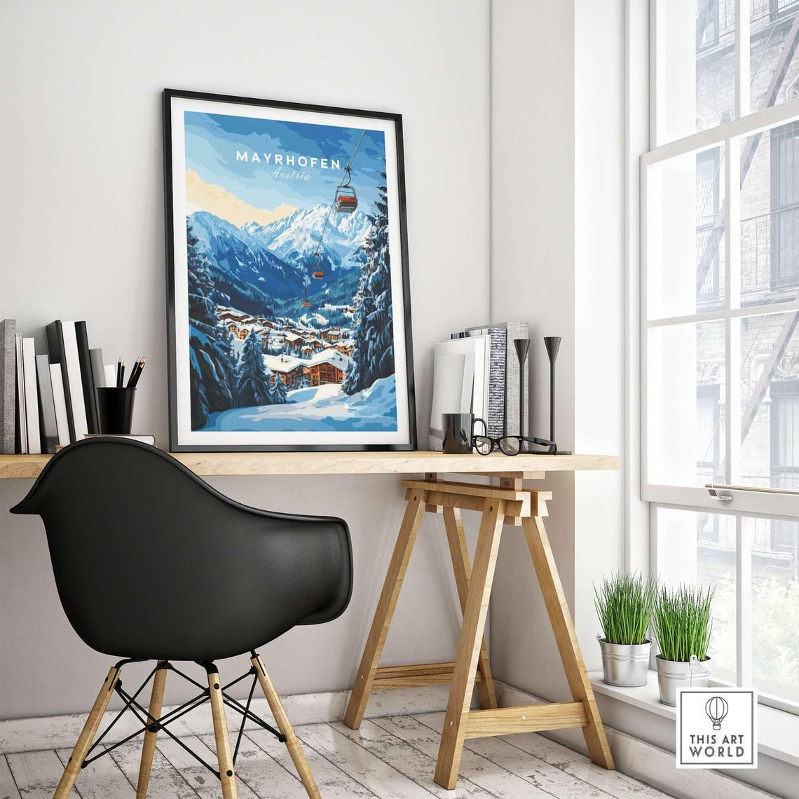 Mayrhofen Ski Travel Poster, Austria Gift - Image 4