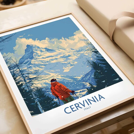 Cervinia Travel Poster, Winter Sports Adventure