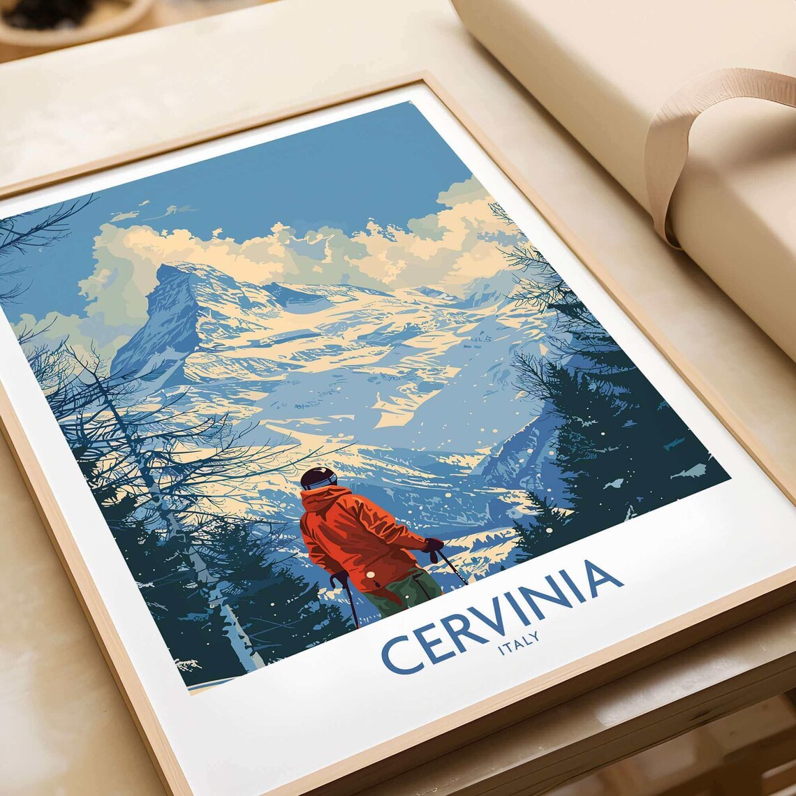 Cervinia Travel Poster, Winter Sports Adventure