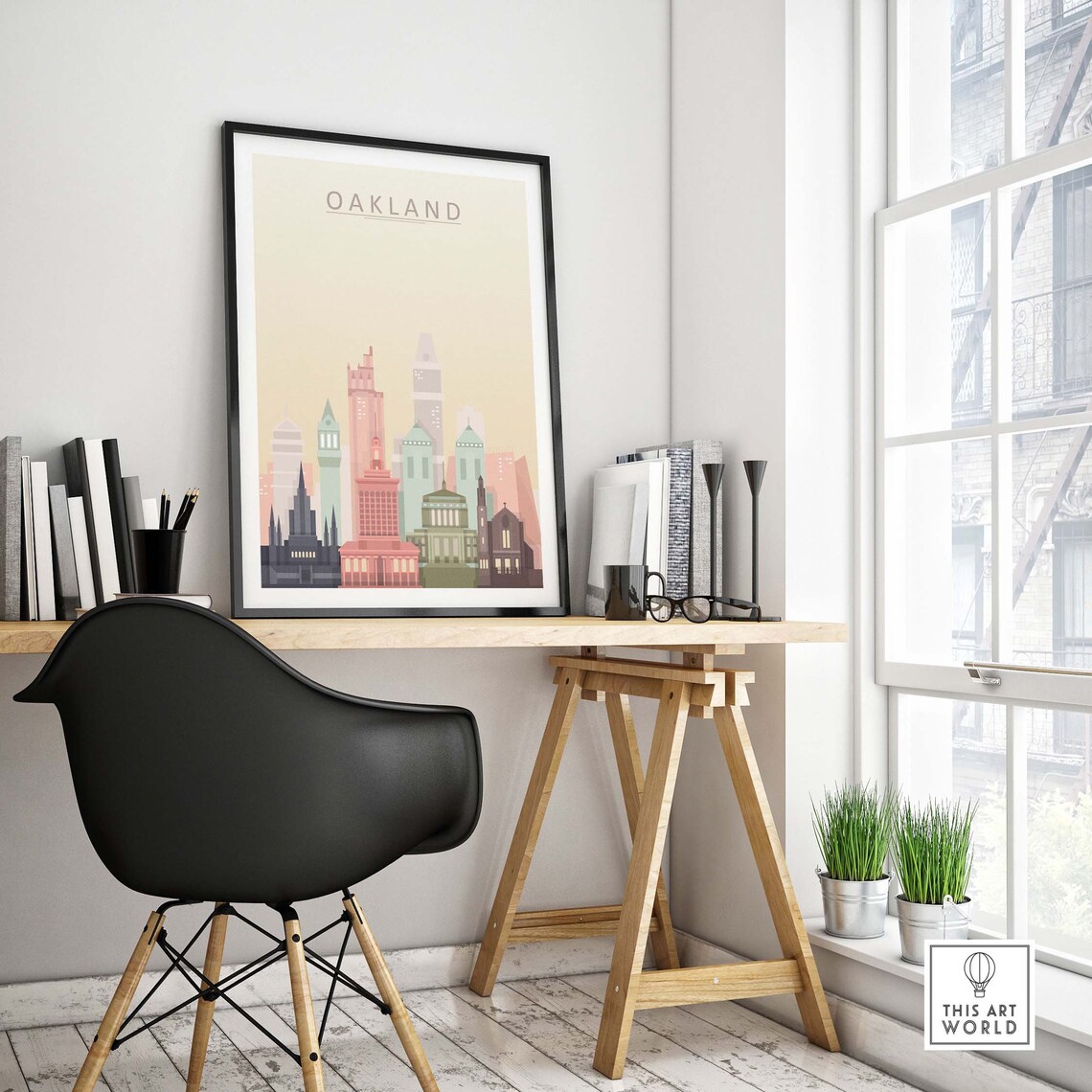 Oakland Skyline Travel Poster, California Cityscape - Image 4