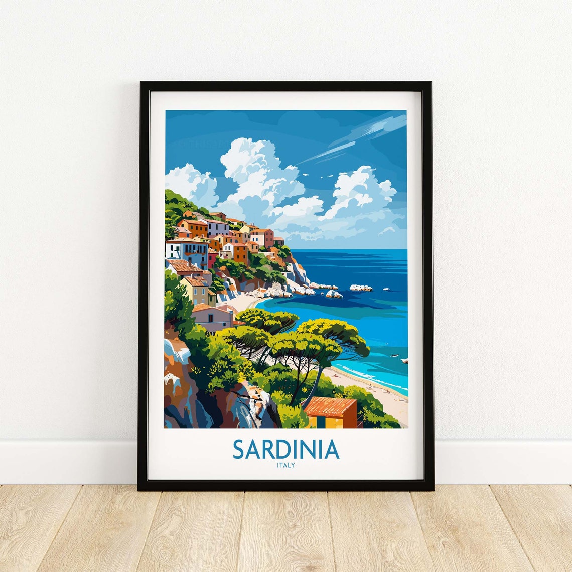 Sardinia Wall Art Italy Travel Poster Artwork Gift Home Decor Illustration Lover Print