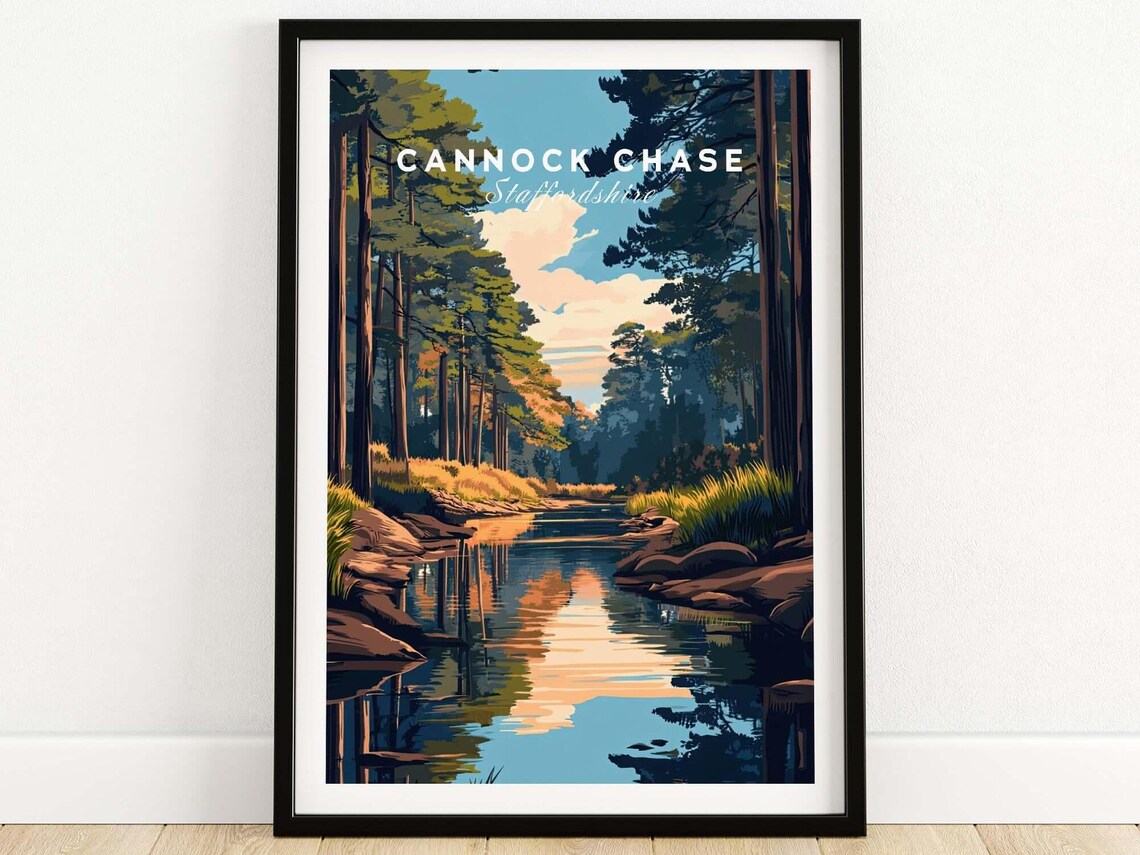Cannock Chase Art Print, Staffordshire Travel Poster