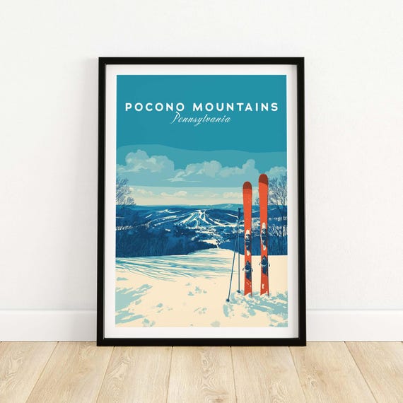 Pocono Mountains Ski Resort Travel Print Wall Art Home Dcor Gift Lovers Pennsylvania Lover