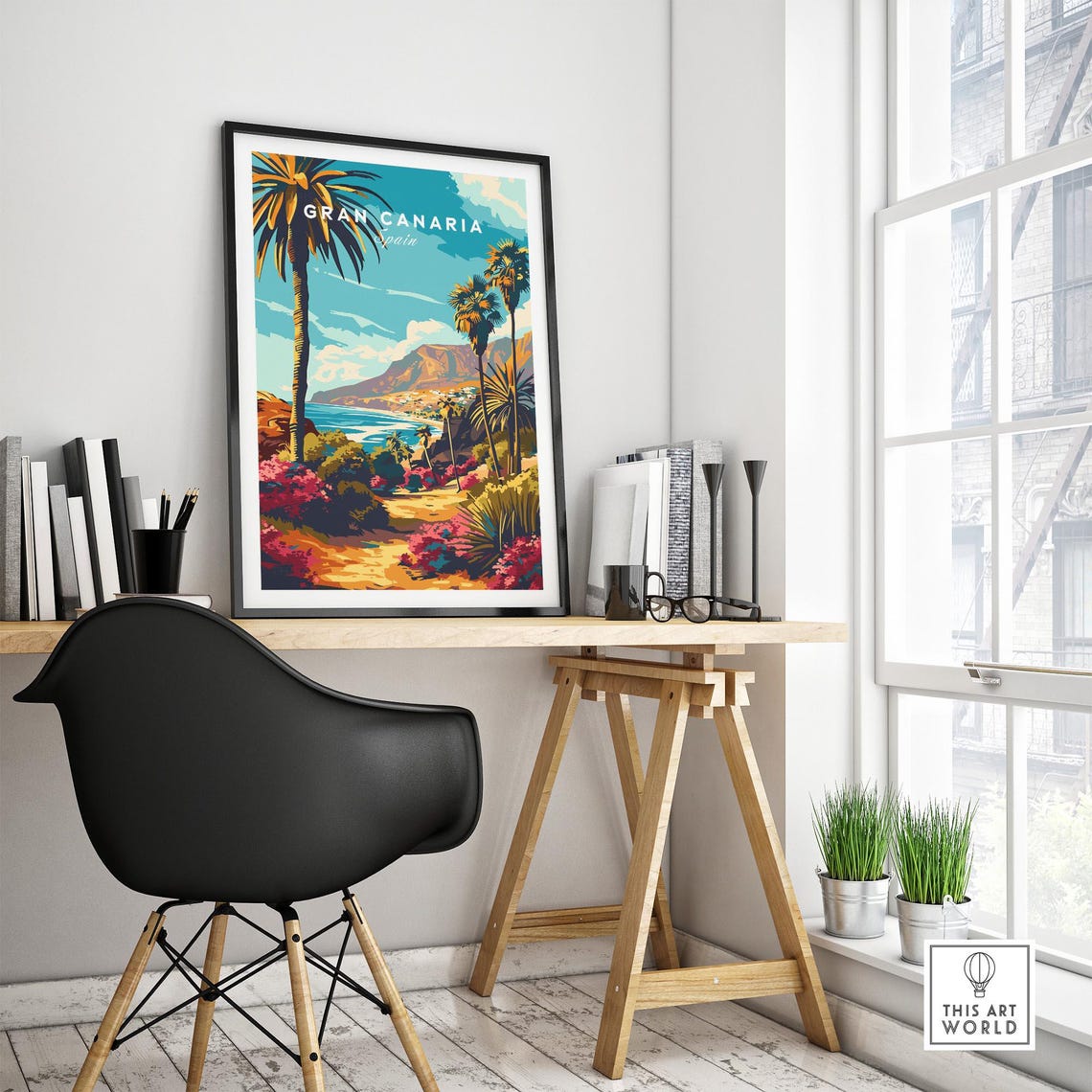 Gran Canaria Spain Tropical Cove Palm Grove Ocean View Poster - Image 4