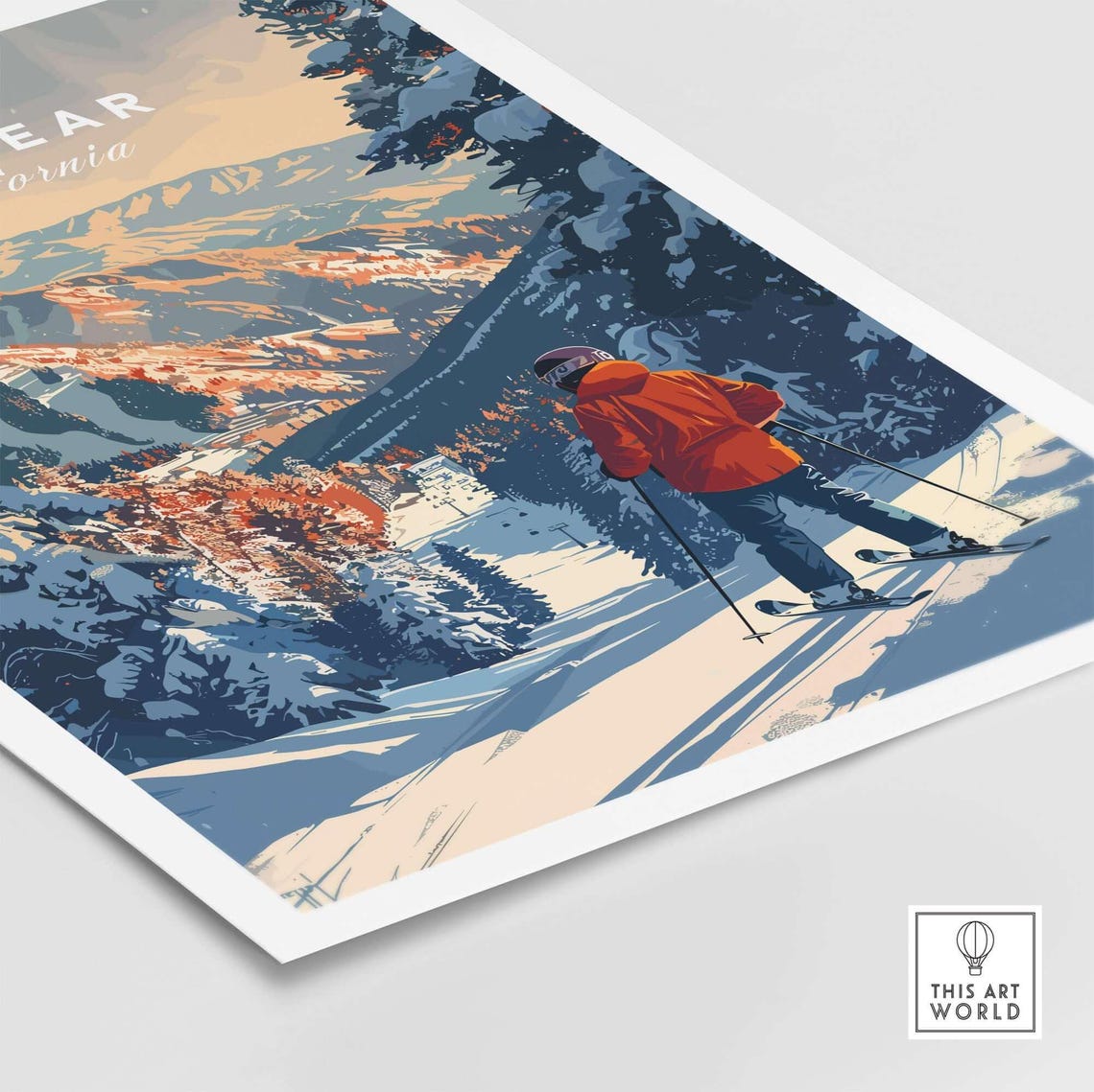 Big Bear Ski Lodge Art Print, Winter Sports Art - Image 5