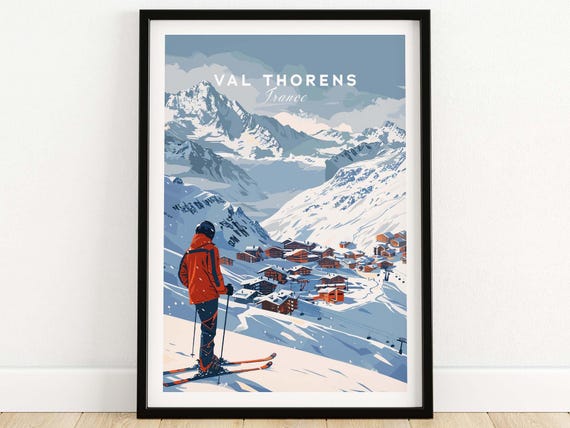 Val Thorens Wall Art Print Val Thorens Ski Poster Winter Sport Artwork Val Thorens Skiing Gift