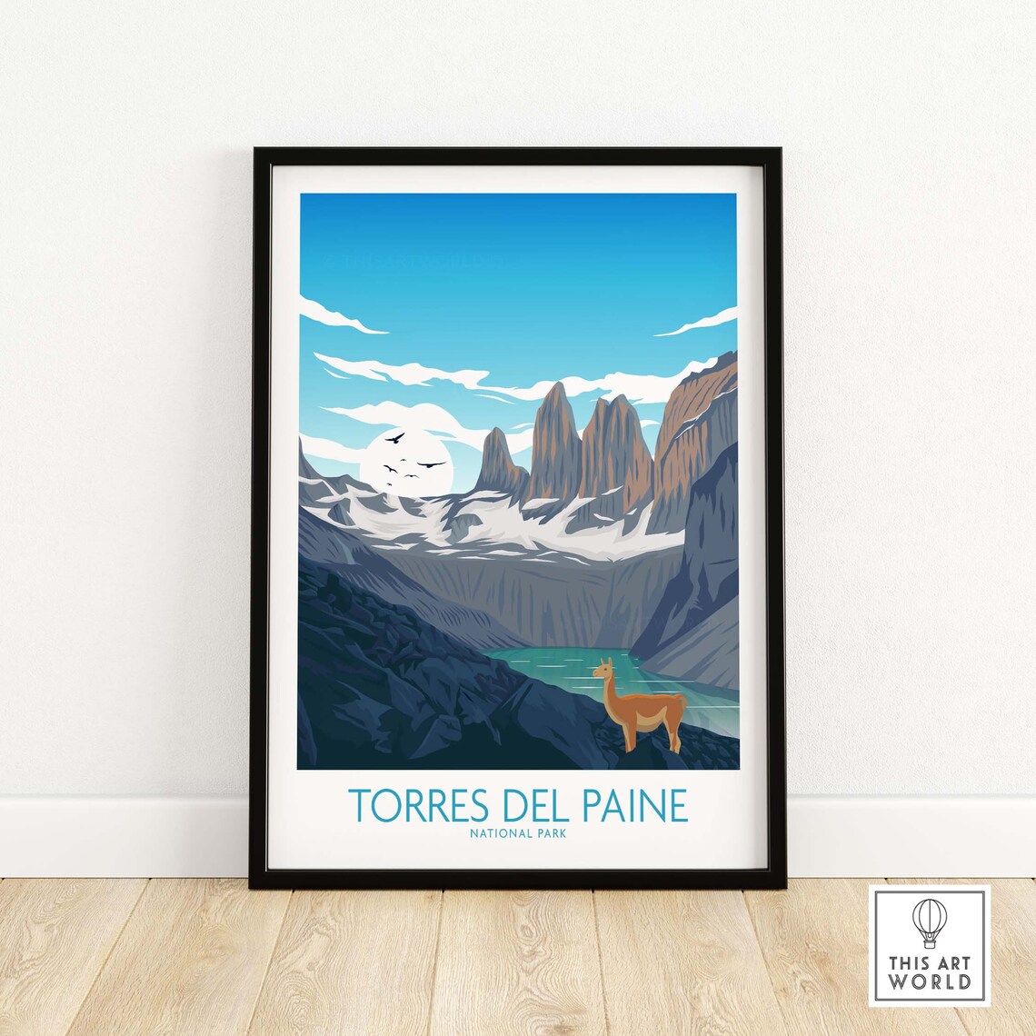 Torres Del Paine Chile Travel Poster, Latin America
