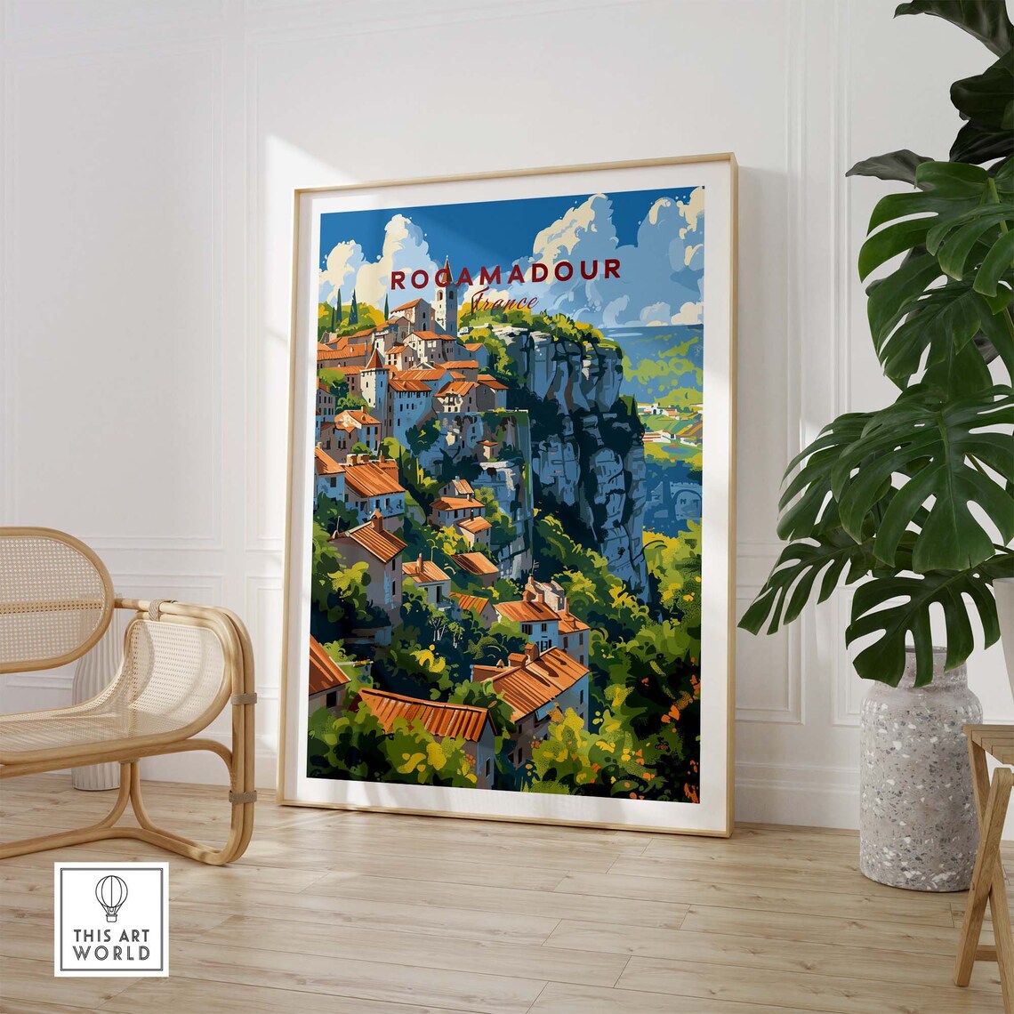 Rocamadour France Clifftop Church Towers Vintage Travel Poster - Image 2