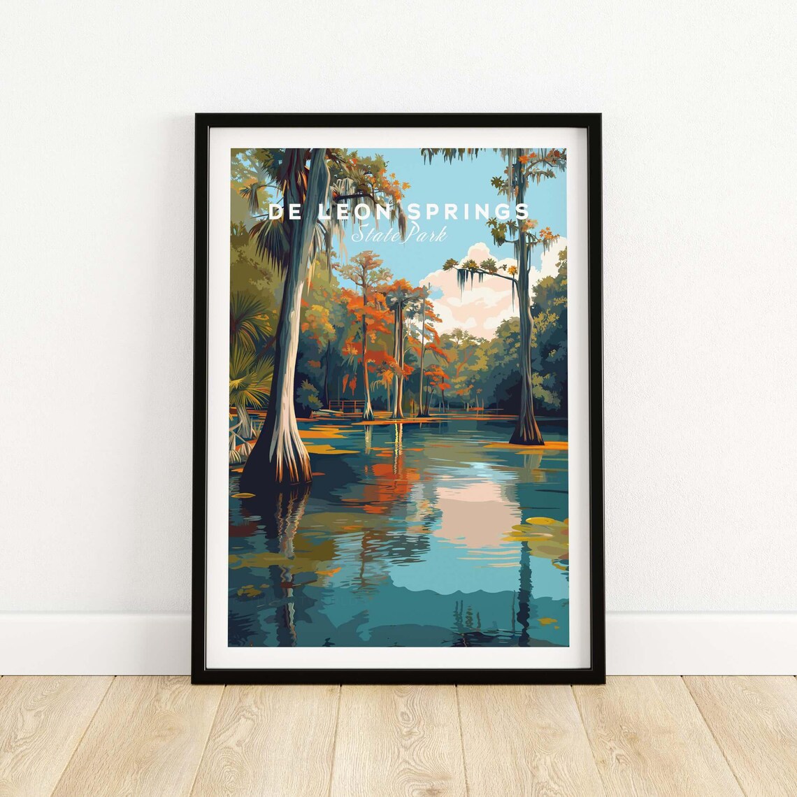 De Leon Springs State Park Cypress Swamp Vintage Travel Poster