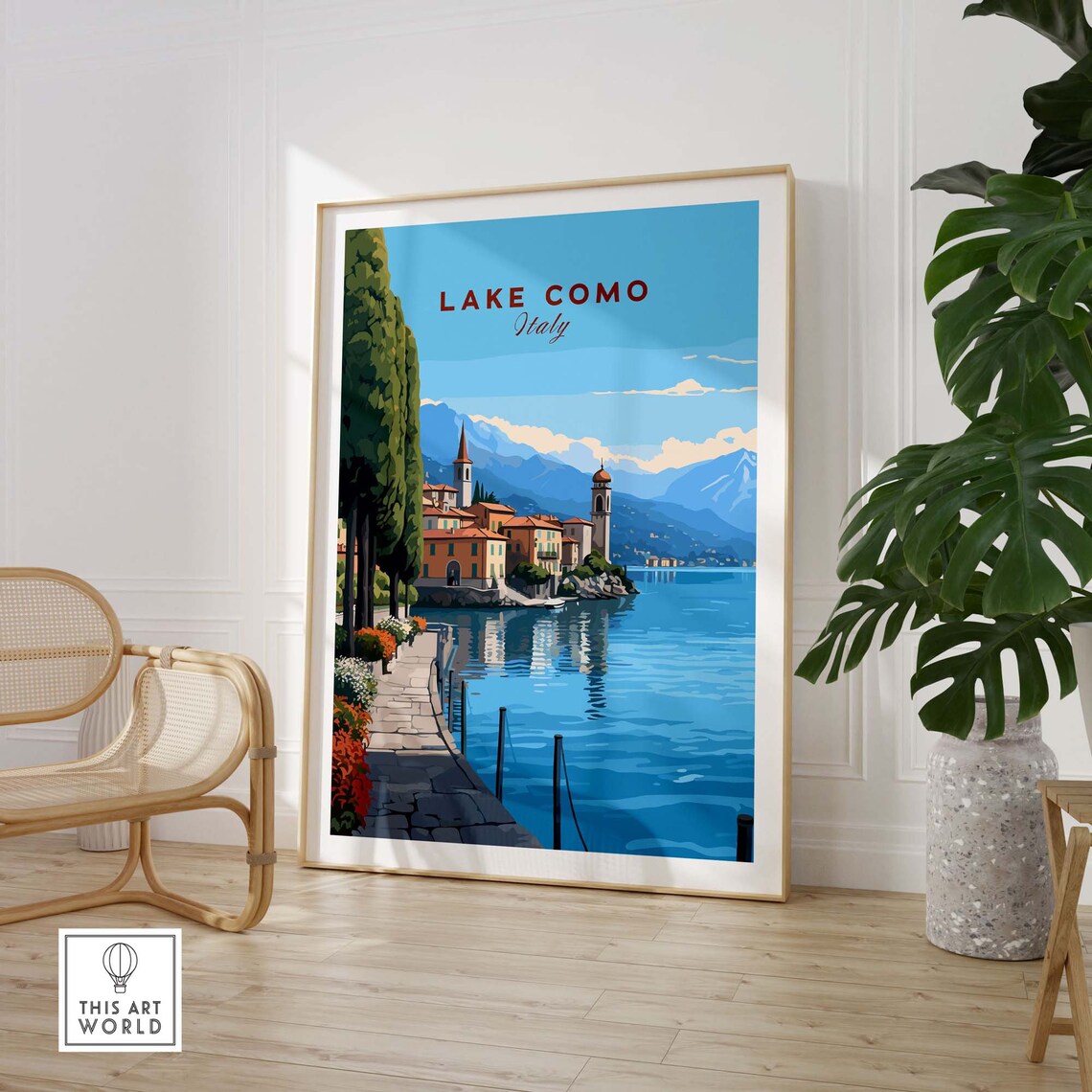 Lake Como Travel Poster, Lake and Town Art Print - Image 2