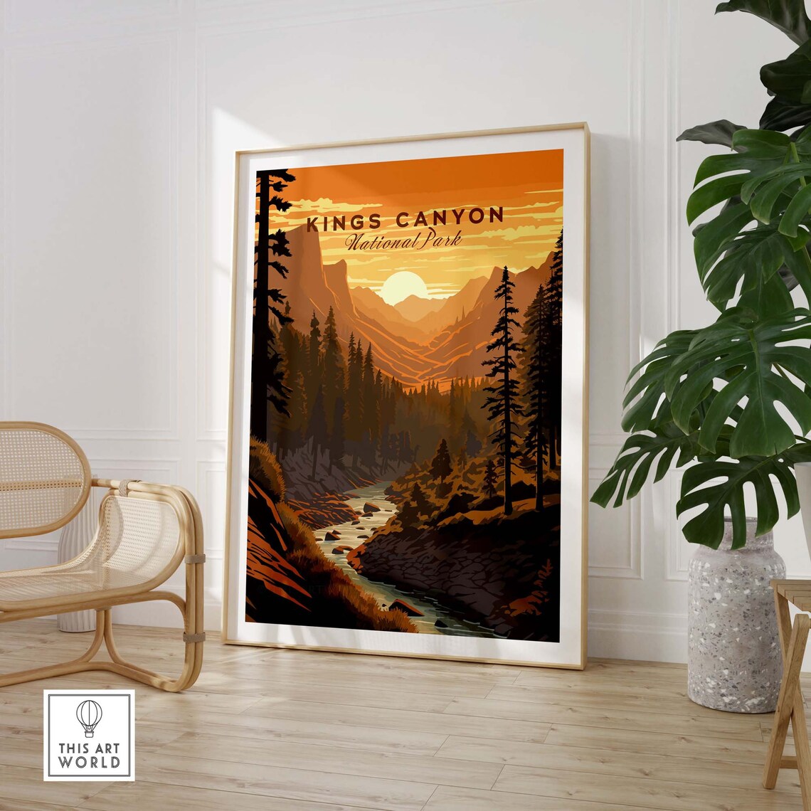 Kings Canyon National Park Golden Sunset Mountain River Poster - Image 3
