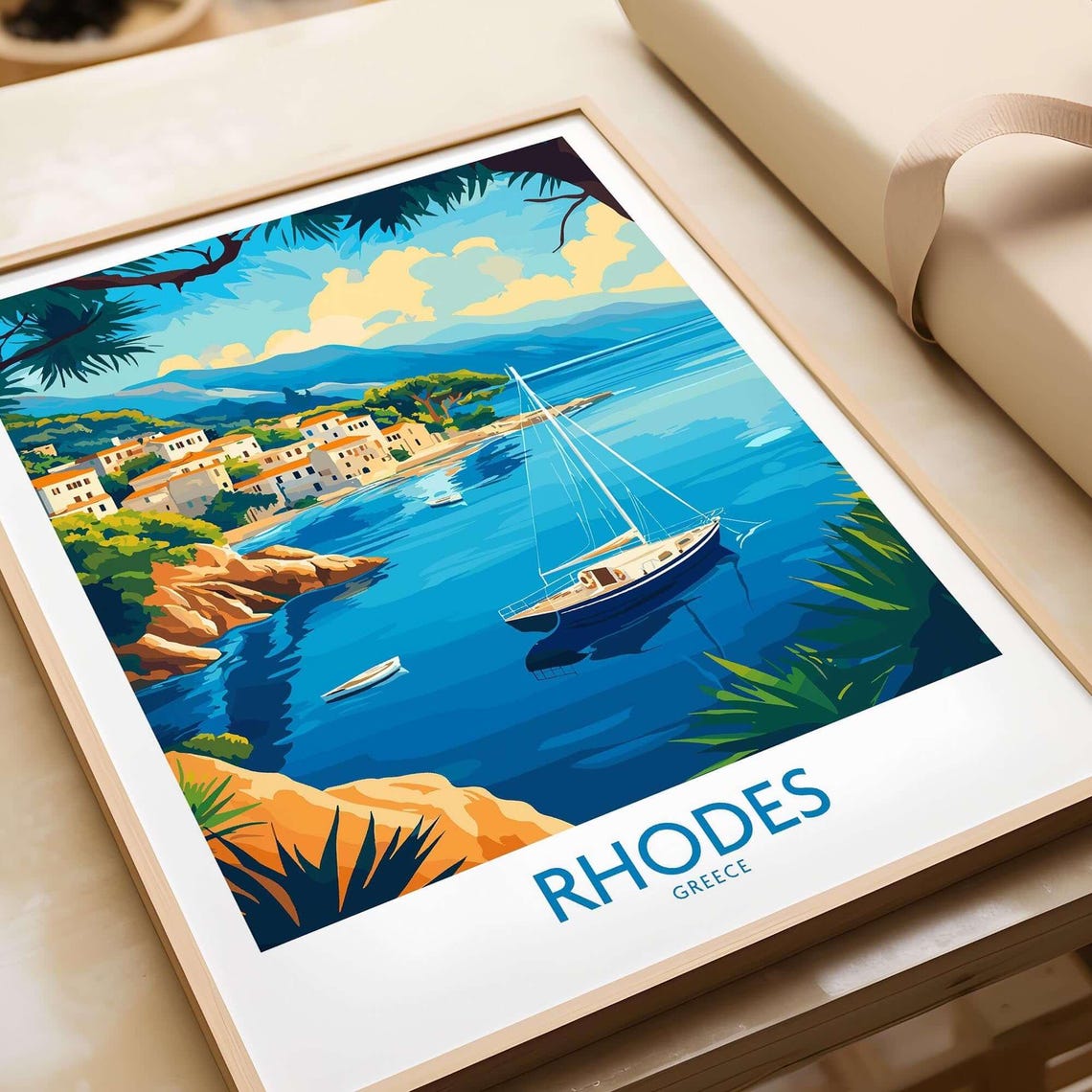 Rhodes Travel Poster, Greece Illustration