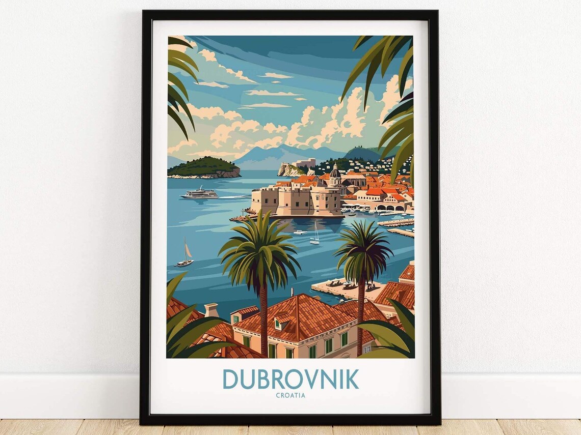 Dubrovnik Travel Poster, Croatia Wall Art