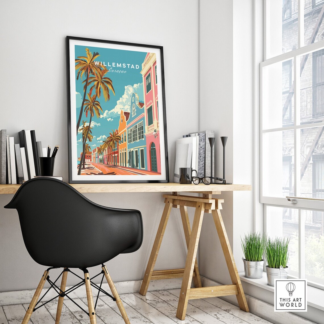Willemstad Curacao Colorful Dutch Colonial Street Travel Poster - Image 4