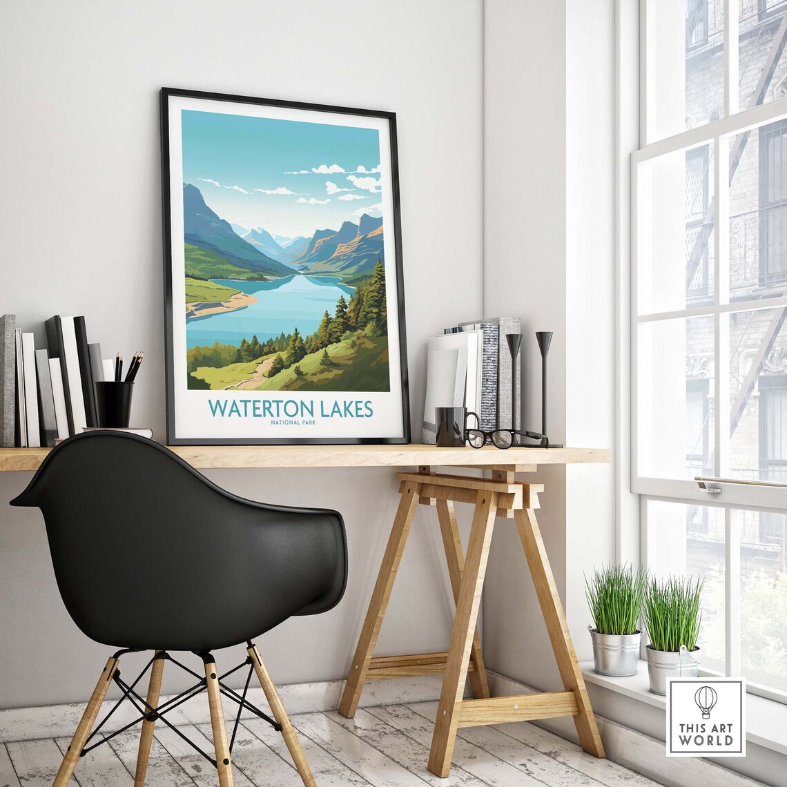 Waterton Lakes National Park Travel Poster, Park View - Image 4