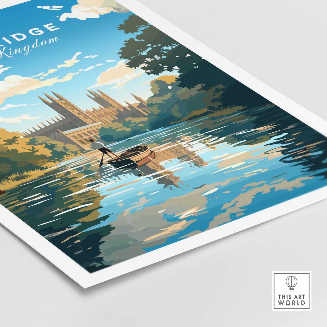Cambridge United Kingdom Punting River Cam Chapel Reflections Poster - Image 4