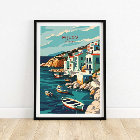 Milos Wall Art Print Greece Travel Poster Home Decor Artwork Gift Illustration Lover