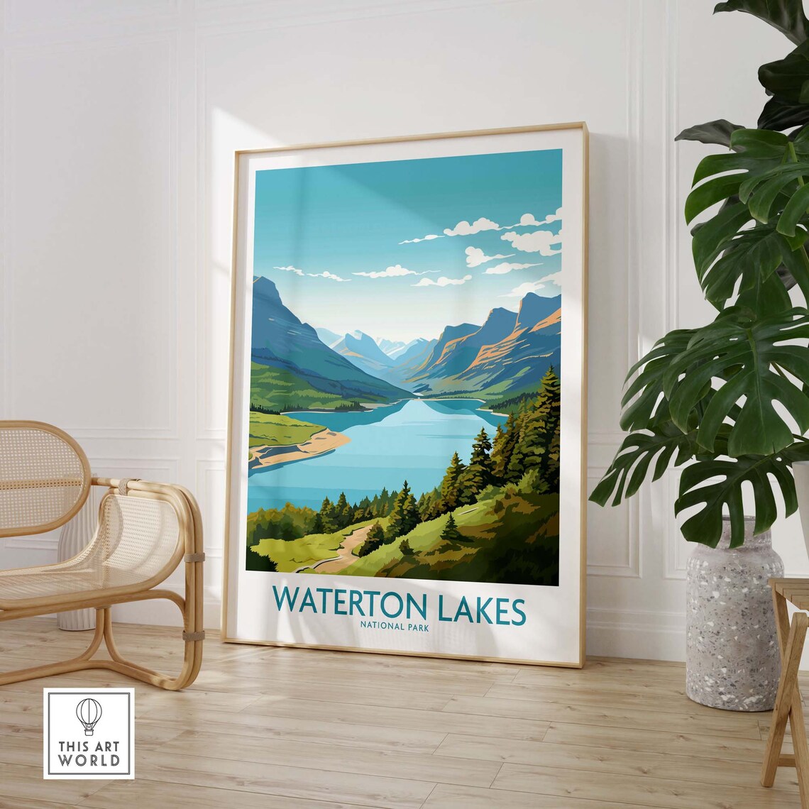 Waterton Lakes National Park Travel Poster, Park View - Image 3