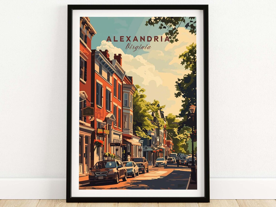 Alexandria Virginia Old Town Historic Brick Rowhouse Street Scene Poster